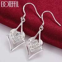 doteffil 925 sterling silver aaa zircon heart drop earrings charm women jewelry fashion wedding engagement party gift