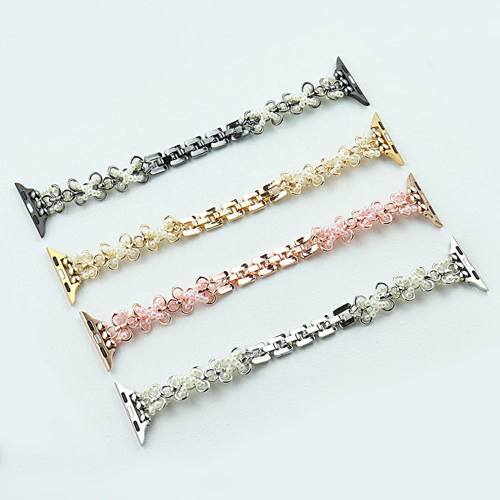 

New Design Butterfly Beads Bracelet for Apple Watch 8 Band Series 7 6 SE 5 4 Women Strap Ultra 49mm 41mm 45mm 40mm 44mm Belt