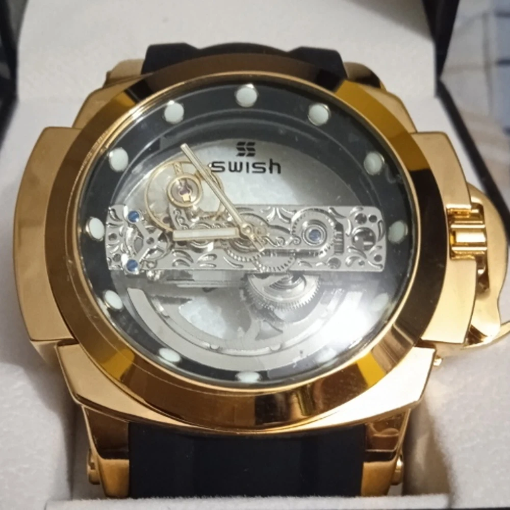 

New Hollow Automatic Men Watches Luxury 18K Gold Classic Waterproof Mechanical Watch Fashion Business Stainless Steel AAA Clocks