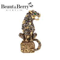 beautberry rhinestone leopard brooch mens medal gold and silver 2 color brooch office formal accessories