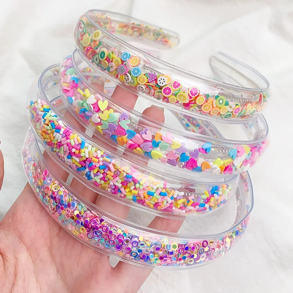 

Transparent Quicksand Headbands For Children Kids Girls Fashion Glitter Sequin Teeth Hairbands Bezel Hair Hoops Hair Accessories