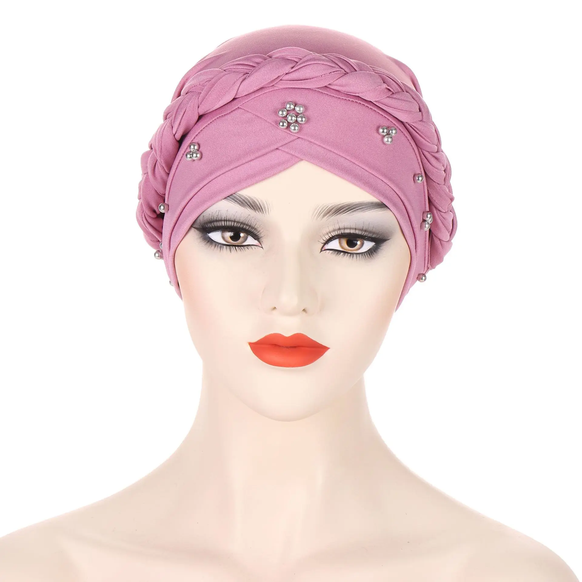 Women Hijab Braid Forhead Cross Turban Hats for Women Beanies Cap Headwrap Headwear Elastic Muslim Women Clothing Ramadan Hijabs