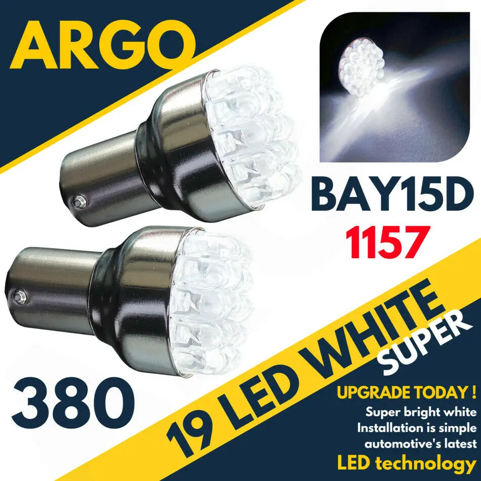 

19 Led 380 White Rear Stop Brake Tail Light Bulbs Lamps 1157 Bay15d P21w 12v X 2