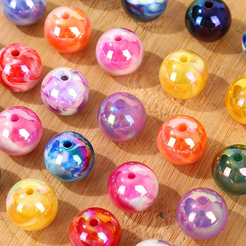 10pcs/bag 16mm Acrylic UV Color Plating Alpine Candy Color Straight Hole Beads for Jewelry Making Supplies