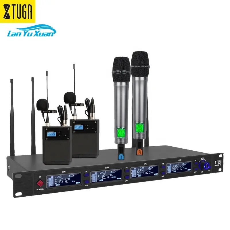 

Xtuga M-6604S Hot Selling Microphone Wireless Professional Uhf True Diversity Wireless Microphone
