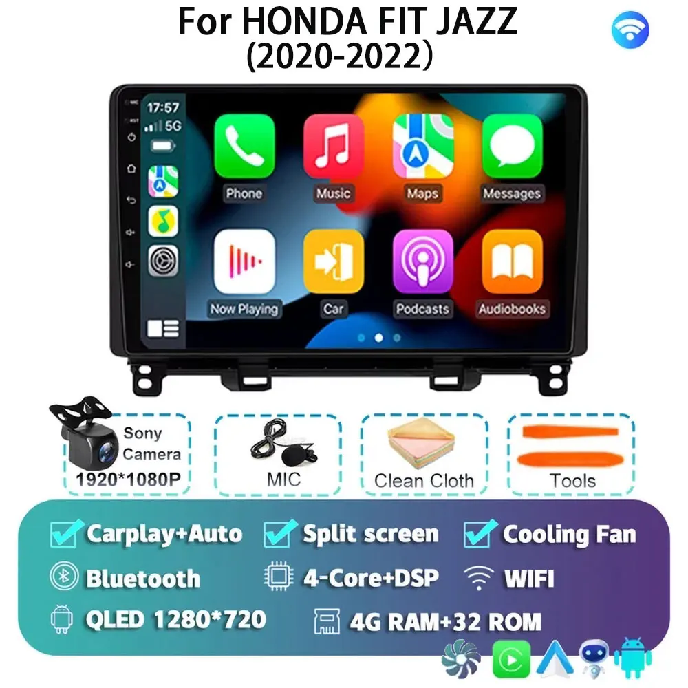 

Android 15 Carplay Auto DSP для HONDA FIT JAZZ 2020 2021 2022, автомобильный радиоприемник, GPS-плеер, навигация, 2 Din, мультимедиа, DVD, видео, стерео