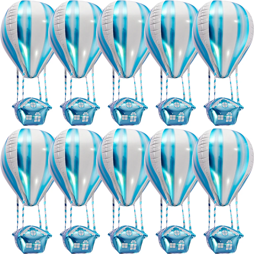 

10 Pcs Hot Air Balloon Aluminum Airplane Aluminium Foil Birthday Party Decorations Metallic Decorative Helium