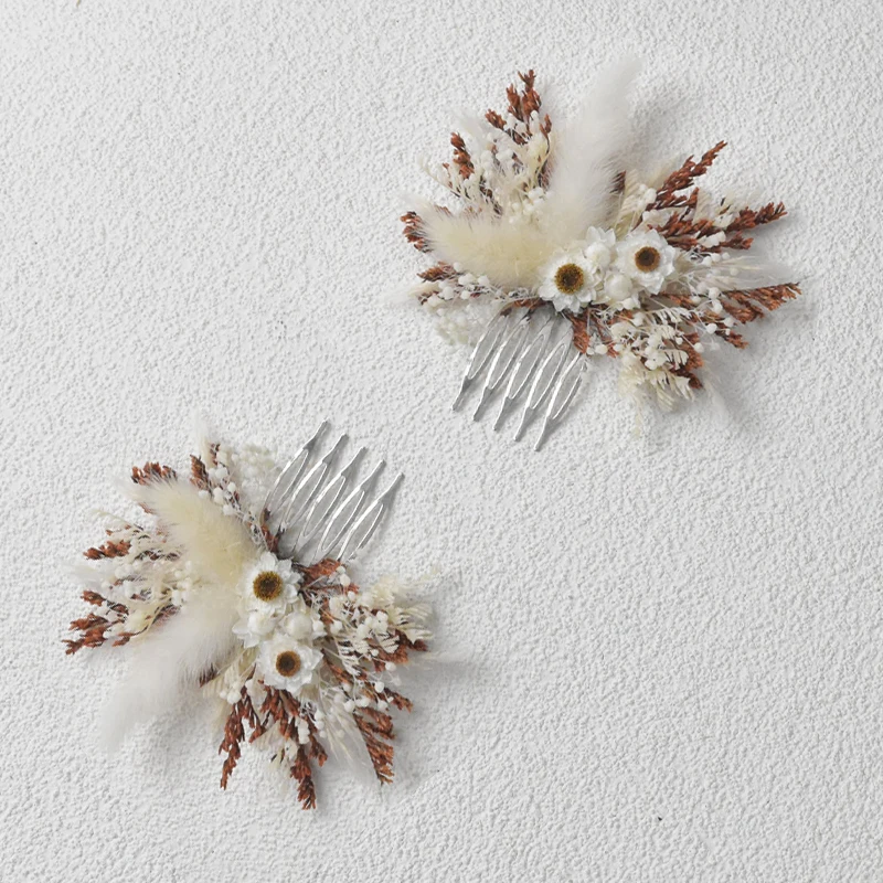 

Расческа для волос с натуральными цветами ручной работы, Осенний цветной зажим в богемном стиле, свадебные принадлежности для невесты, украшение для волос подружки невесты
