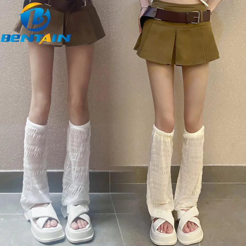 

Lolita Long Wide Socks Women Girl's Summer Thin Cuff JK Bell-Bottoms Wide-Leg Warmer Sunscreen Lace Tube Socks Foot Cover