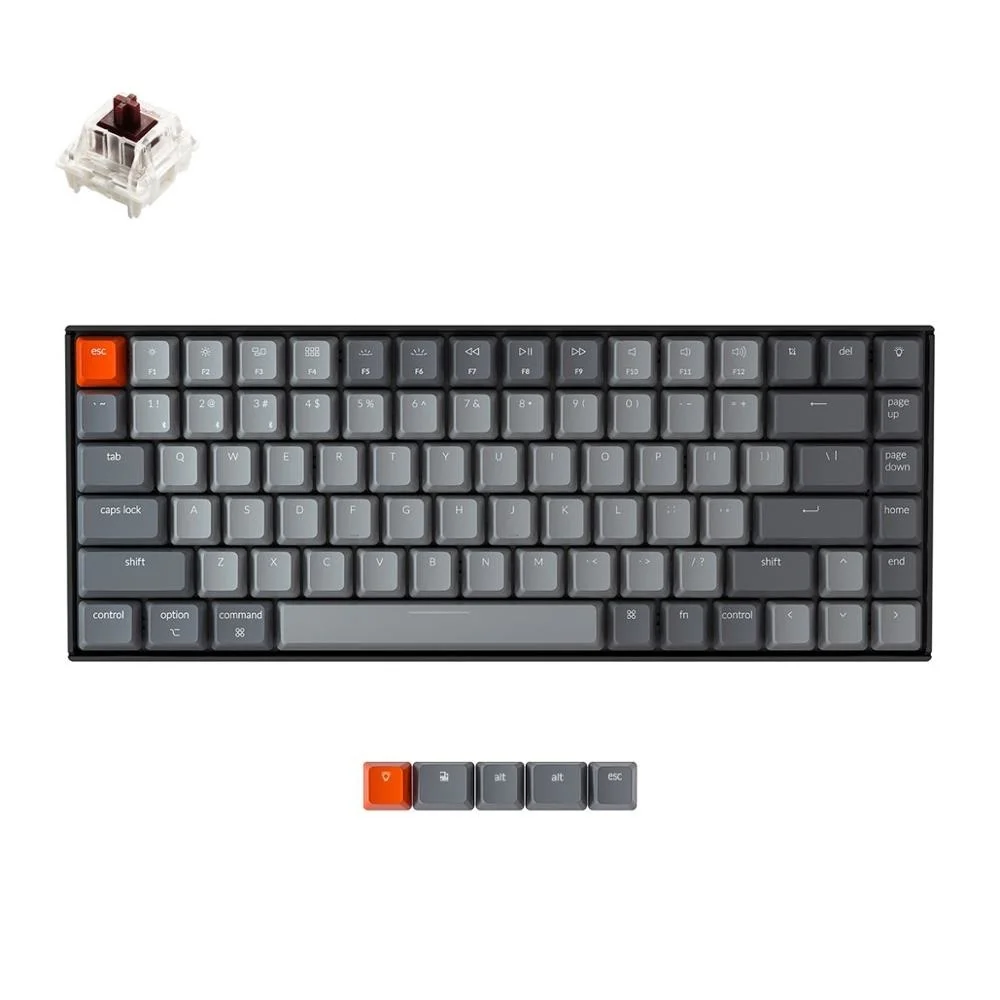 

K2 A V2 Bluetooth Mechanical Keyboard W/ Gateron Red Switch/White LED Backlit 84 Key Wireless Keyboard for Mac Windows