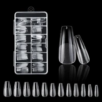 120pcs no trace acrylic half filed frosted gelly soft square stiletto coffin clear gel nail tips short press on nails