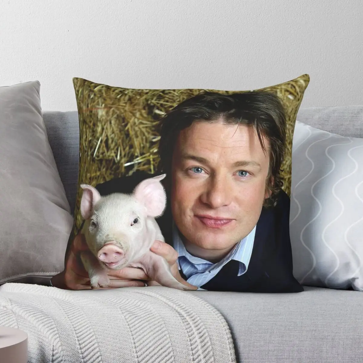 

Jamie Oliver Square Pillowcase Polyester Linen Pattern Zip Decor Throw Pillow Case Home Cushion Cover