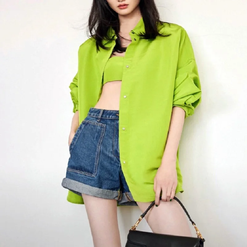 

Big name summer satin loose casual women's tops shirts 2022New ladies fashion high quality tops shirts bra y2k clothes bra XL