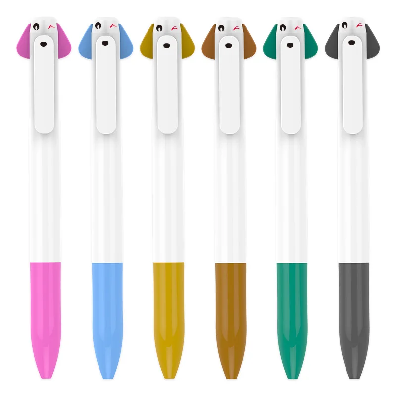 

1.0mm 14cm Cartoon Multicolor Ballpoint Pen Small Milk Dog Plastic Push Pens Office School Supplies Export Gifts