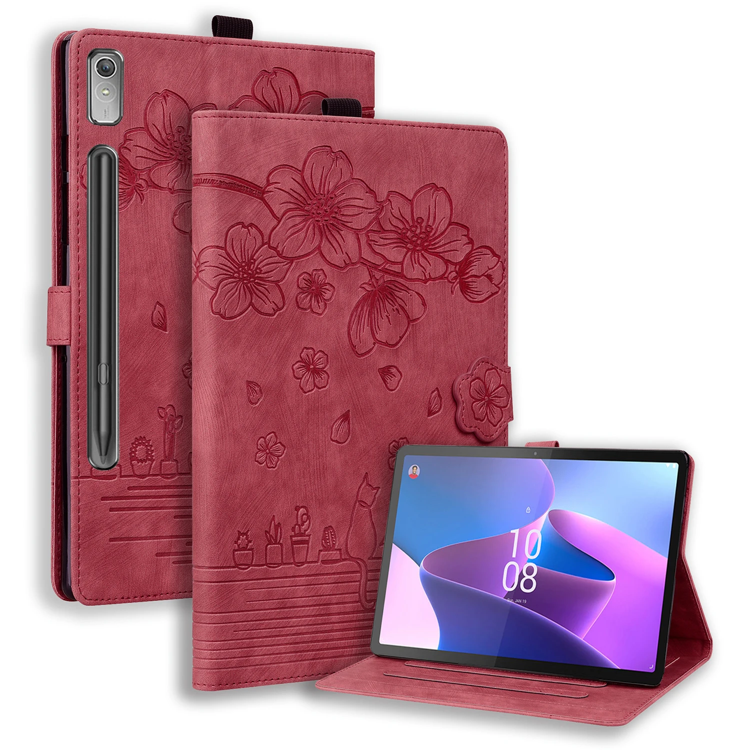 Флип-книжка Funda с задней крышкой из ТПУ для Lenovo Tab P12 TB370FU тисненый чехол Xiaoxin Pad Pro 12 7