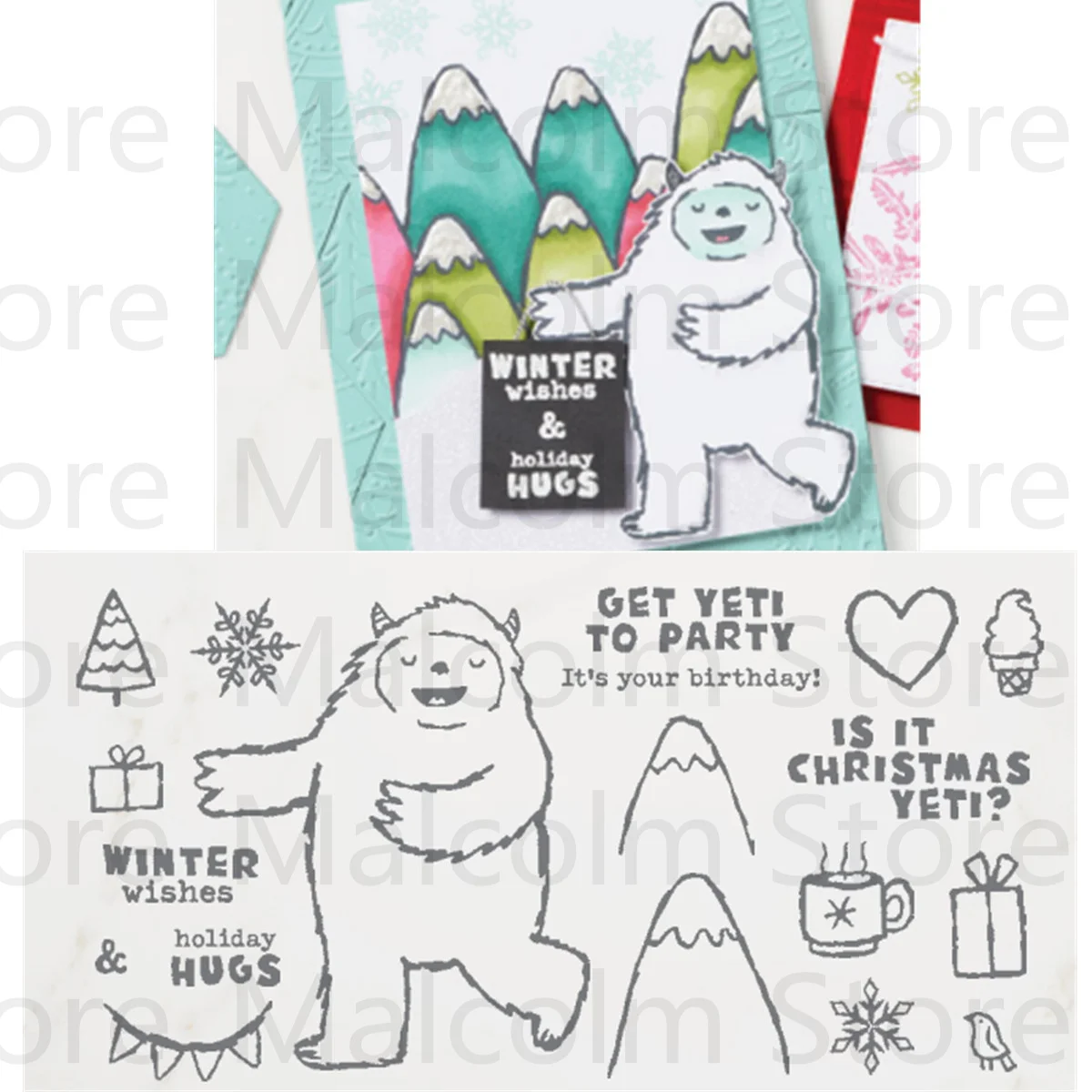 

Yeti Party Metal Cutting Dies And Transparent Stamps For DIY Scrapbooking New Dies 2022 Christmas Templates Crafts Decoration