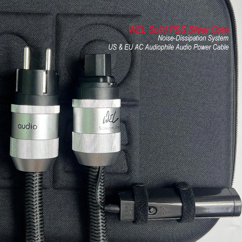 

HiFi WEL Power Cable Solid PSS Silver Core Noise-Dissipation System US & EU AC Audiophile Audio Cord 15A or 20A IEC