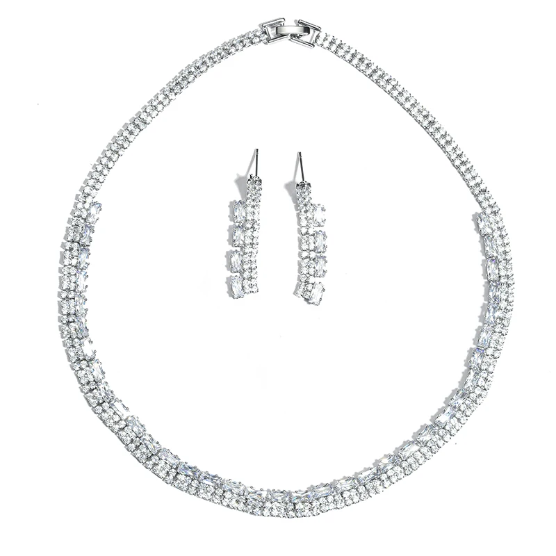 

Bettyue Charming Hot Sale Zirconia Jewelry Set Fashion Bridal Wedding Party Women Elegant Earring And Necklace Fine Ornament