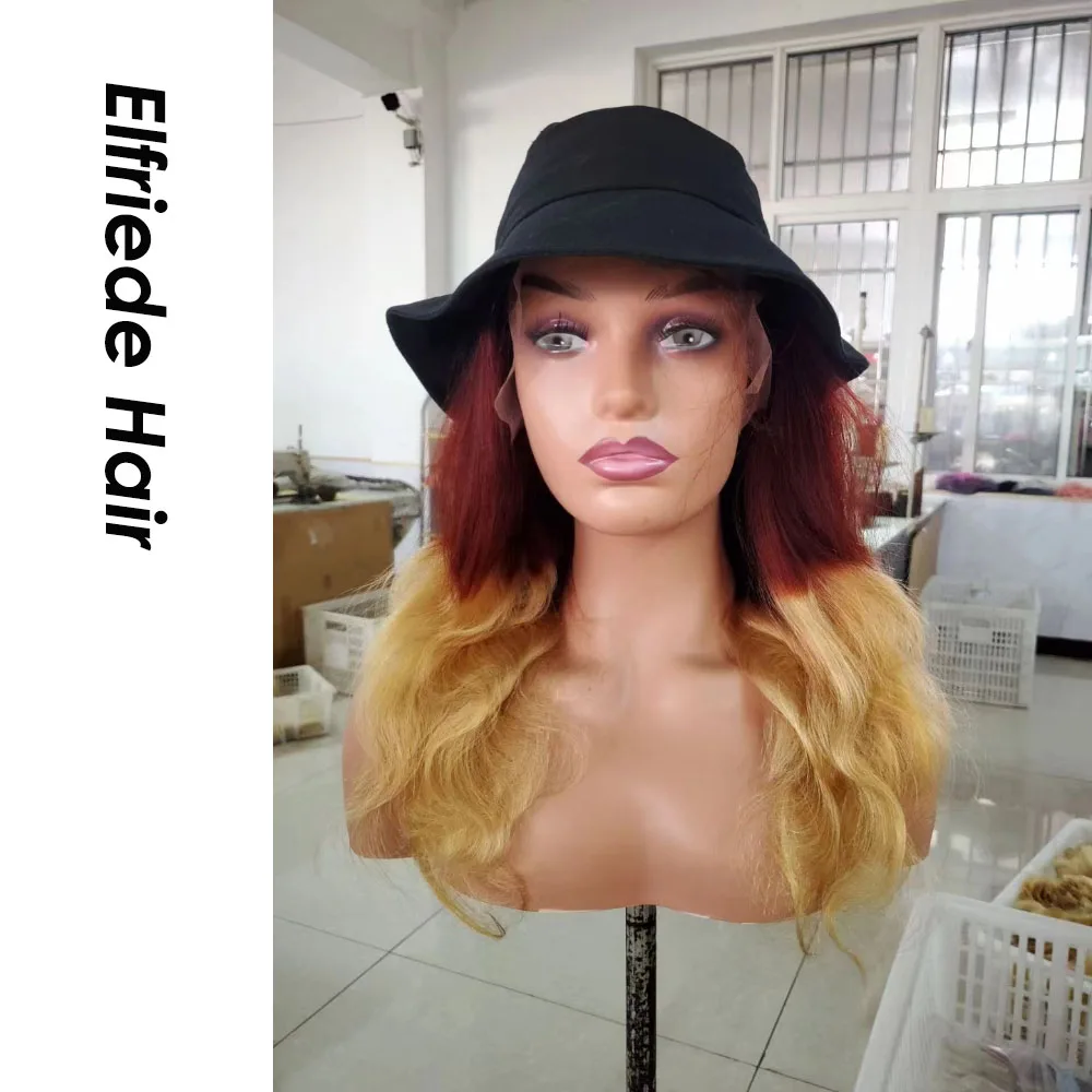 Elfriede Ombre бордовый медовый светлый тело волнистые кружевные передние парики для