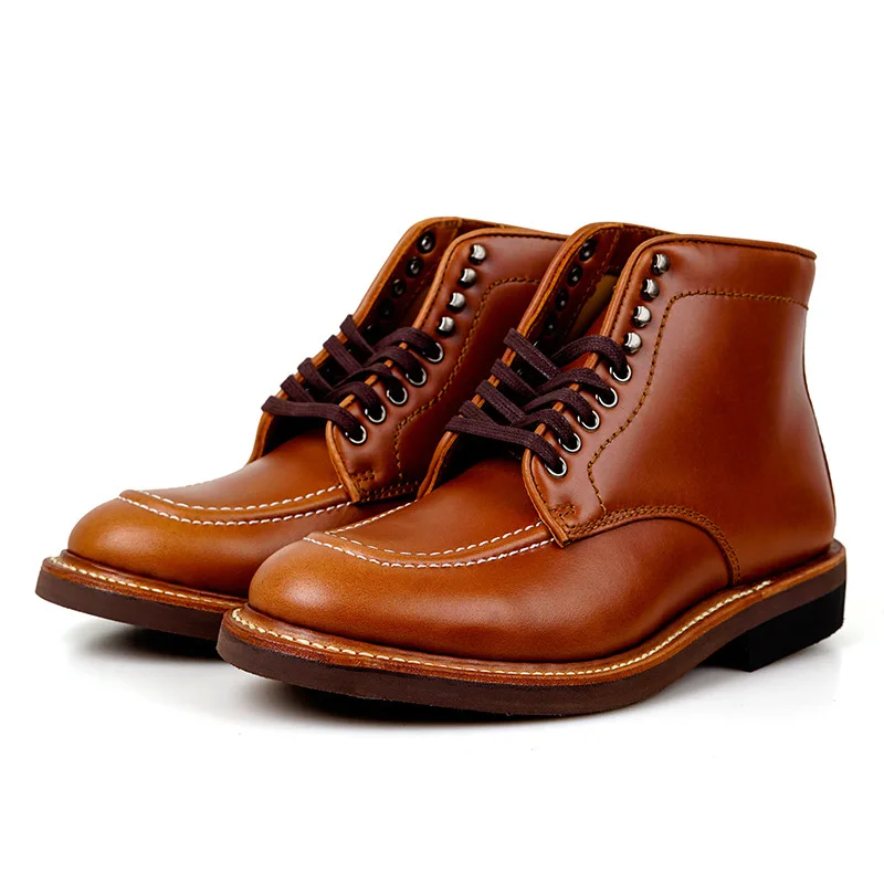 

Men's Moc Toe Boots Genuine Leather Winter Workwear Shoes
