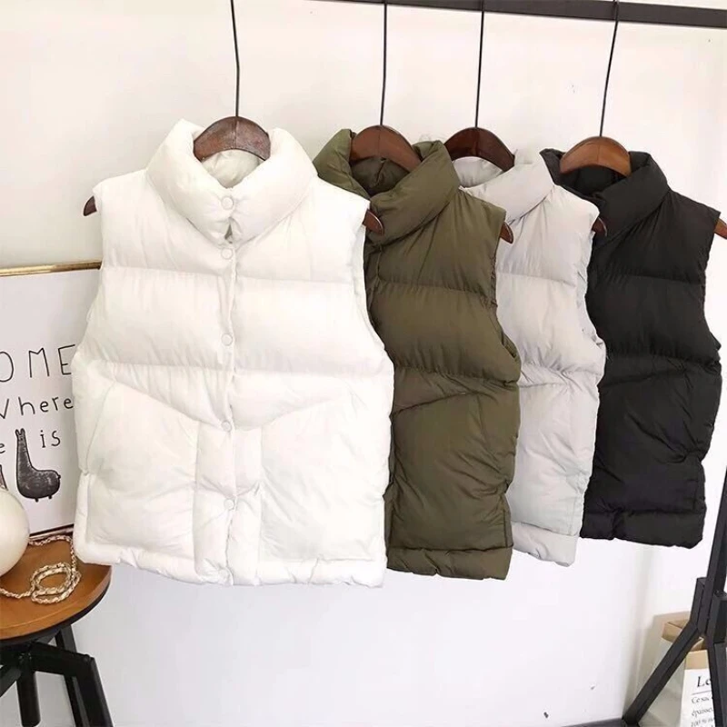 

Autumn Woman Stand Collar Work Wear Long Vest Female Warm Waistcoat Coat Ladies Thicken Cotton Padded Sleeveless Jackets G58