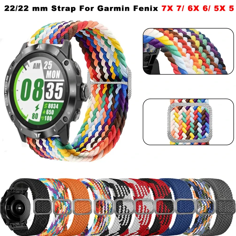 

20Mm 22Mm 26Mm Loop Nylon Watchband For Garmin Fenix 7X 7 EPIX 6X 6 5X 5 3HR Instinct Wristband Strap For Forerunner 935 945 MK1