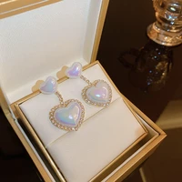 2022 new vibrant colorful pearl earrings femininity ins wind love rhinestone earrings 925 silver needle vintage earrings