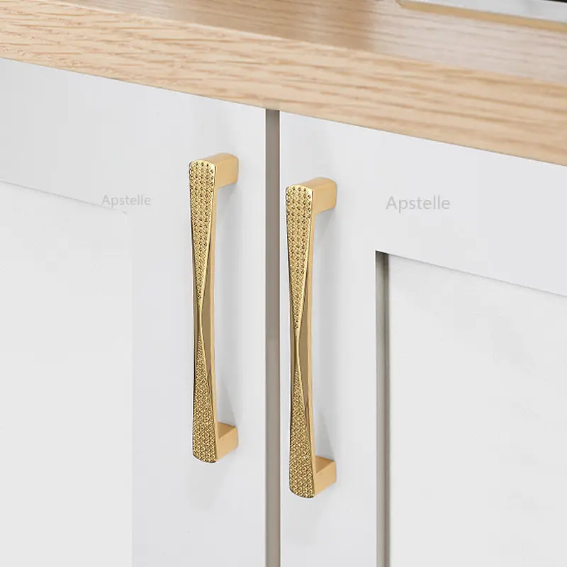 

Zinc Alloy Cabinet Handle Drawer Knobs European Wardrobe Pulls Kitchen Handle Furniture Hardware Champagne Gold Door Handles