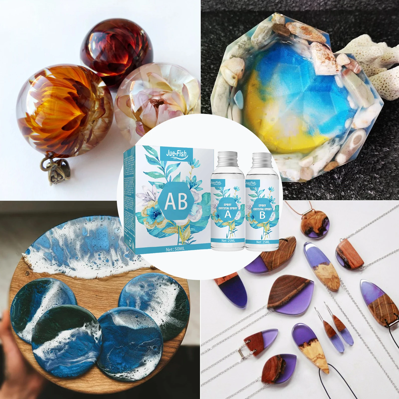 

2PCS Crystal Epoxy Resin Kit AB Glue Quick-drying Hard Glue Super Transparent Crystal Glue For Art Casting Resin Jewelry DIY