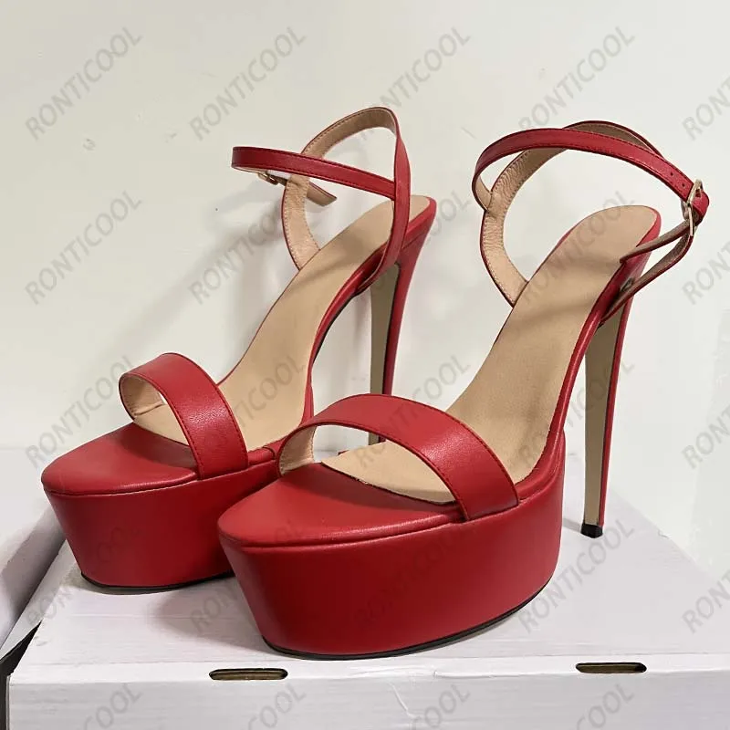 Сандалии Ronticool женские на шпильках ПУ кожа матовые пикантные Туфли с круглым