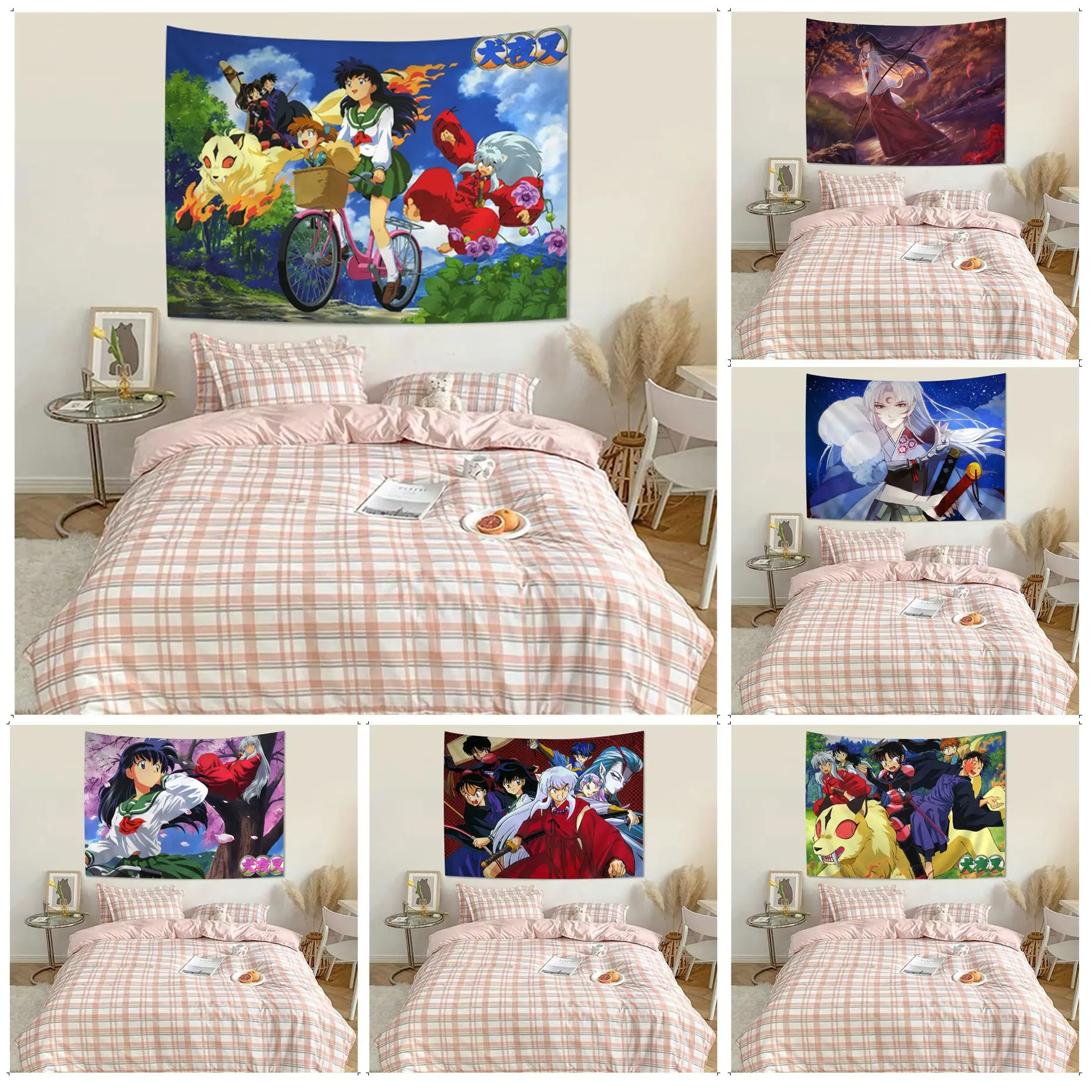 

Inuyasha Chart Tapestry Hippie Flower Wall Carpets Dorm Decor Wall Art Decor