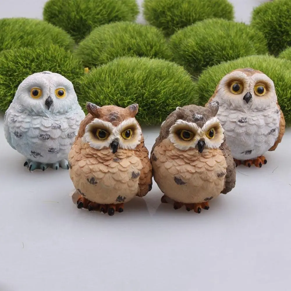 

Moss Terrarium Decor Cute Owls Animal Resin Miniatures Figurine Craft Bonsai Pots Home Fairy Garden Ornament Decoration
