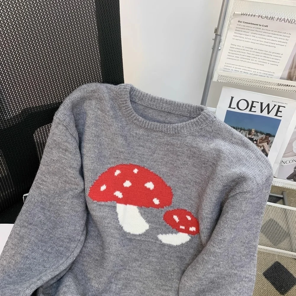 Плюс размер Вчора романтические забавы молодой грибной жаккардовый свитер