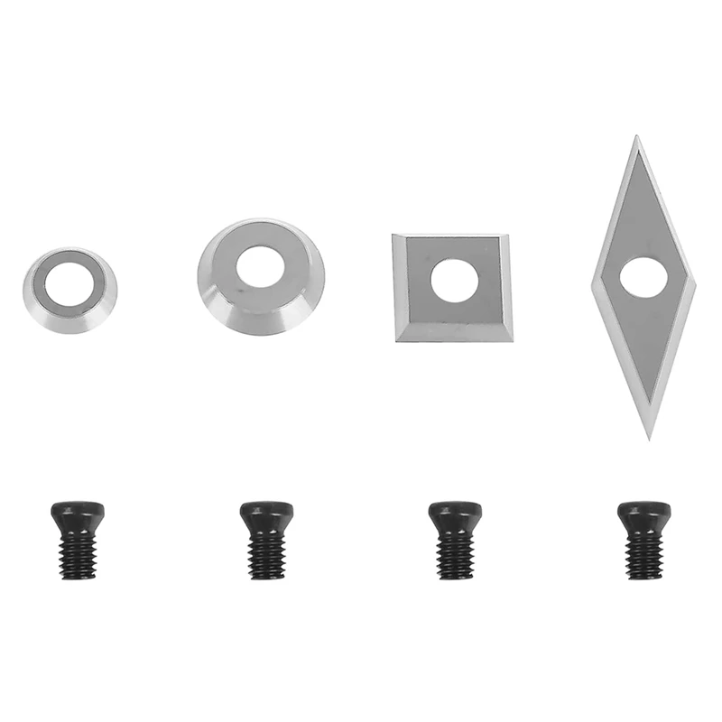 

HLZS-4Pcs Tungsten Carbide Cutters Insert Set For Wood Lathe, Indexable Replacement Turning Tools
