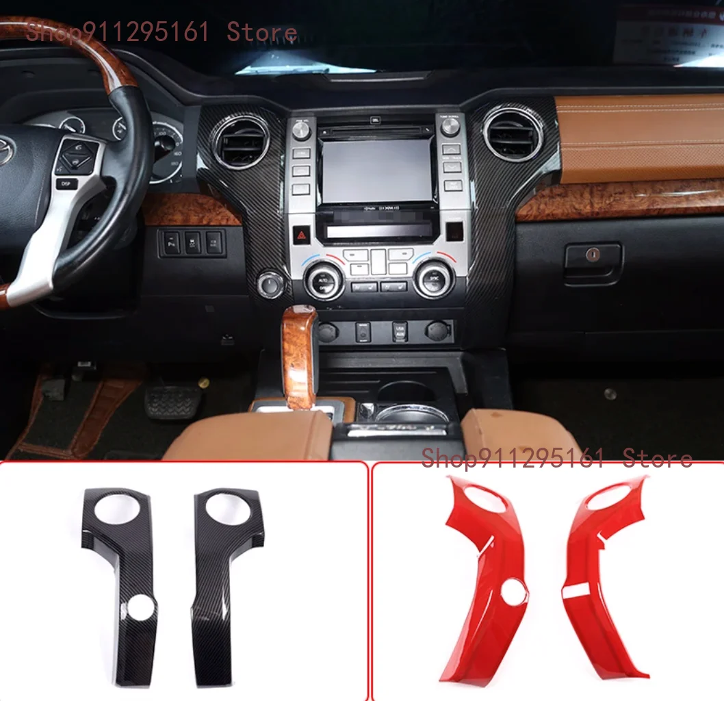 

For Toyota Tundra 14-20 ABS Carbon Fiber Car Central Control Air Conditioning Air Outlet Frame Decorative Interior Accessories