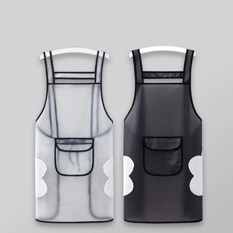 

Kitchen Apron Waterproof Transparent Ladies Men Home Aprons Wipeable Oil Resistant Baking Accessories BBQ Restaurant Cafe Aprons
