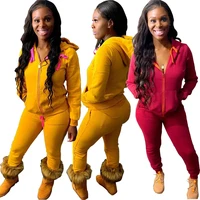 european and american womens sexy streetwear solid color zipper with hood fashion two piece set