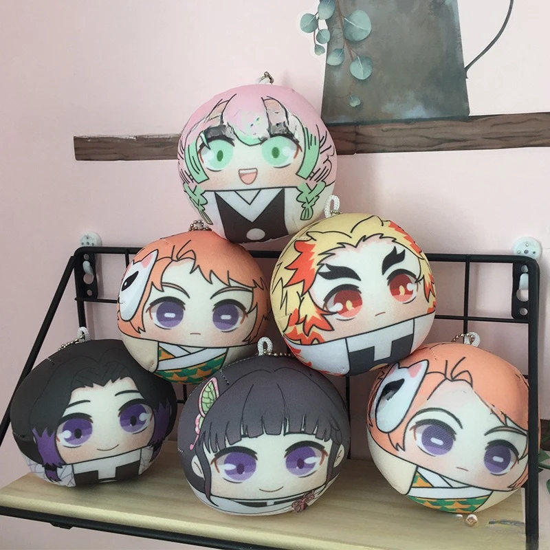 Tanjiro Nezuko Zenitsu Inosuke Giyuu Shinobu Kyoujuro Uzui Tengen Ball Shaped Plush Pendant Juguetes Back To School Anime Gift