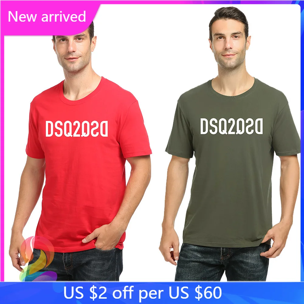 

Summer Casual Men's and Women's Tshirts Simple Letter Logo Crew Neck Tee Shirt DSQ2 Plus Size T-shirt