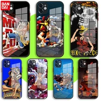 bandai black soft glass case for iphone 13 11 12 mini pro max xs xr x 7 8 6 plus se2 silicone cover one piece luffy anime