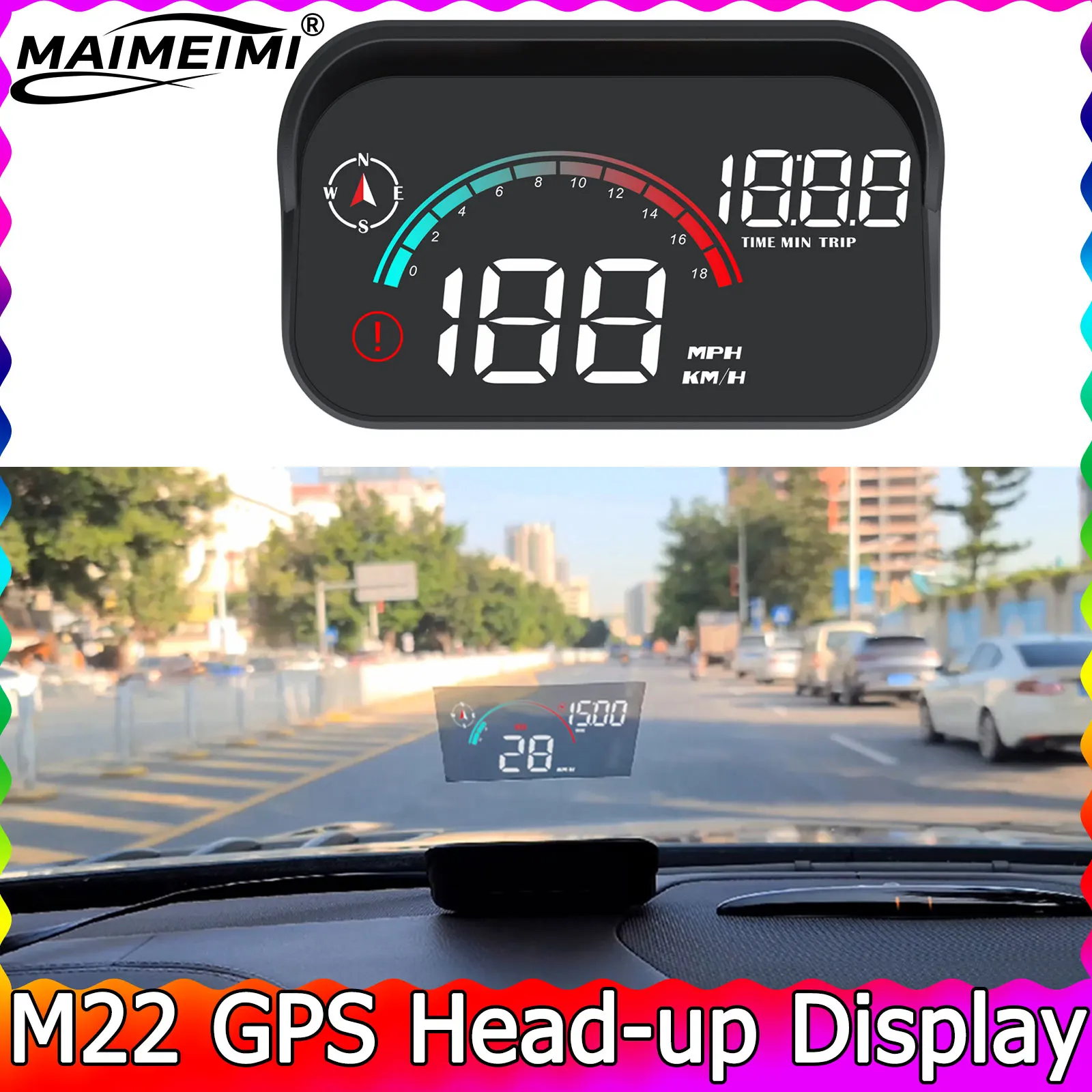 

M22 Автомобильный Проекционный Дисплей Спидометра KM/MPH HUD GPS Компас Для Всех Автомобилей Измерение Скорости Автомобильные...