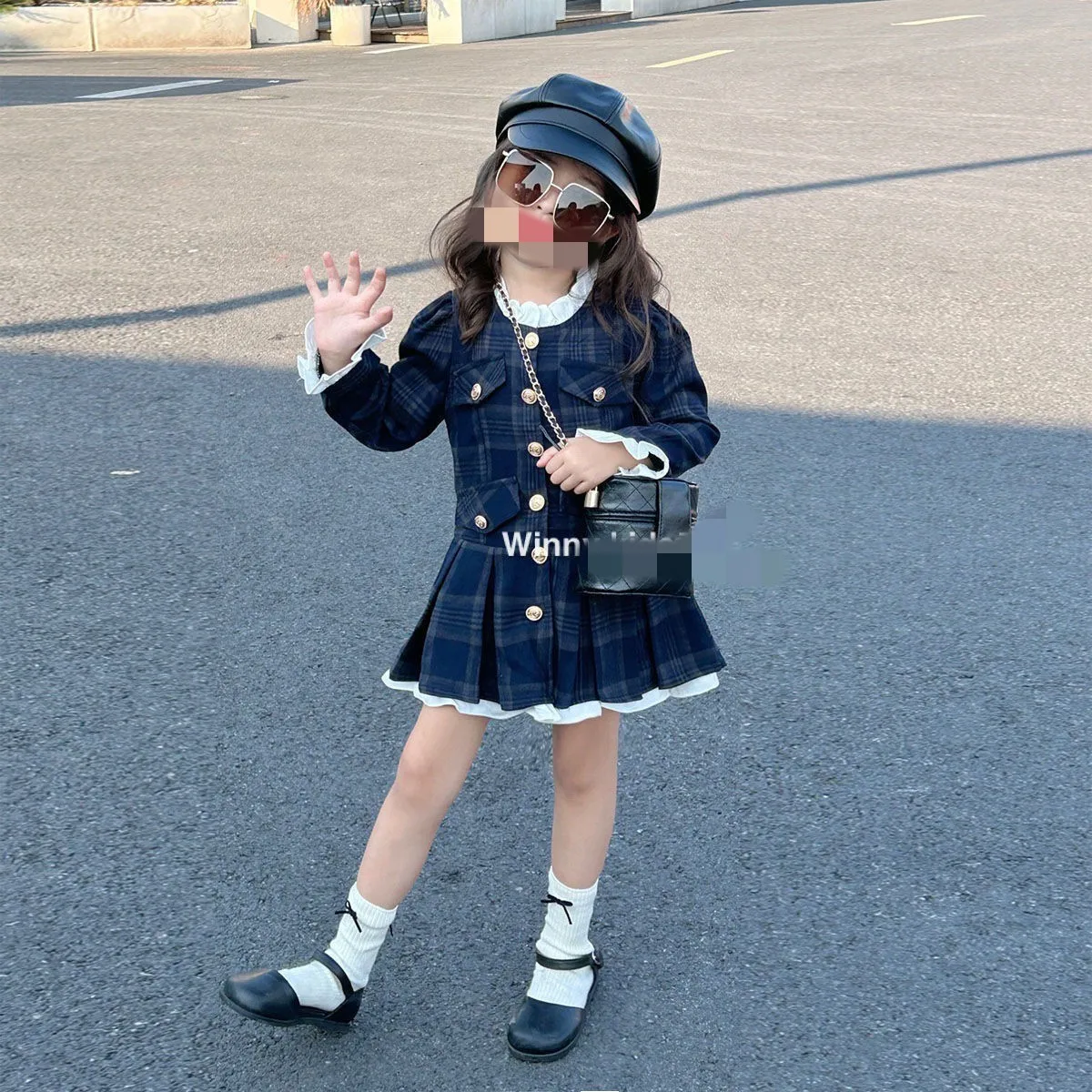 Новинка 2023 платья для девочек на праздник детские осенне-осенние клетчатые