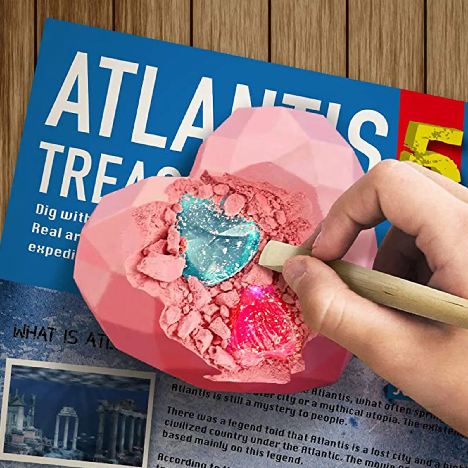 Atlantis Crystal Digging Kit Pearls Excavation Toy Set Fossils and Gemstone Dig with Mining Tools Safe to Use Educational | Игрушки и