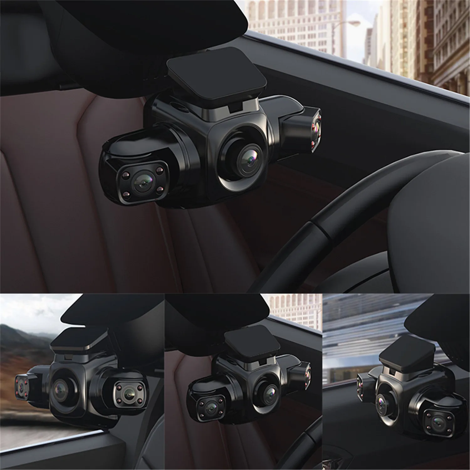 3-канальный FHD 3*1080P 170 ° Автомобильный видеорегистратор WiFi GPS WDR 8 ИК-подсветки супер