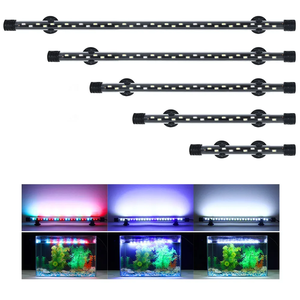 

90-260V LED Aquarium Light Waterproof Fish Tank Clip Light Underwater Decor Lighting Submersible Lamp Plant Grow Lamp 18-58 CM