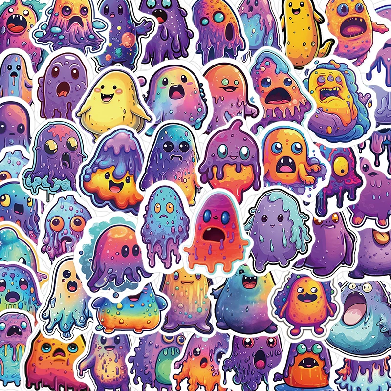 

50PCS Funny Cartoon Melting Monster Stickers DIY Skateboard Notebook Fridge Phone Car Cute Decals Graffiti Kid Decoration Toy