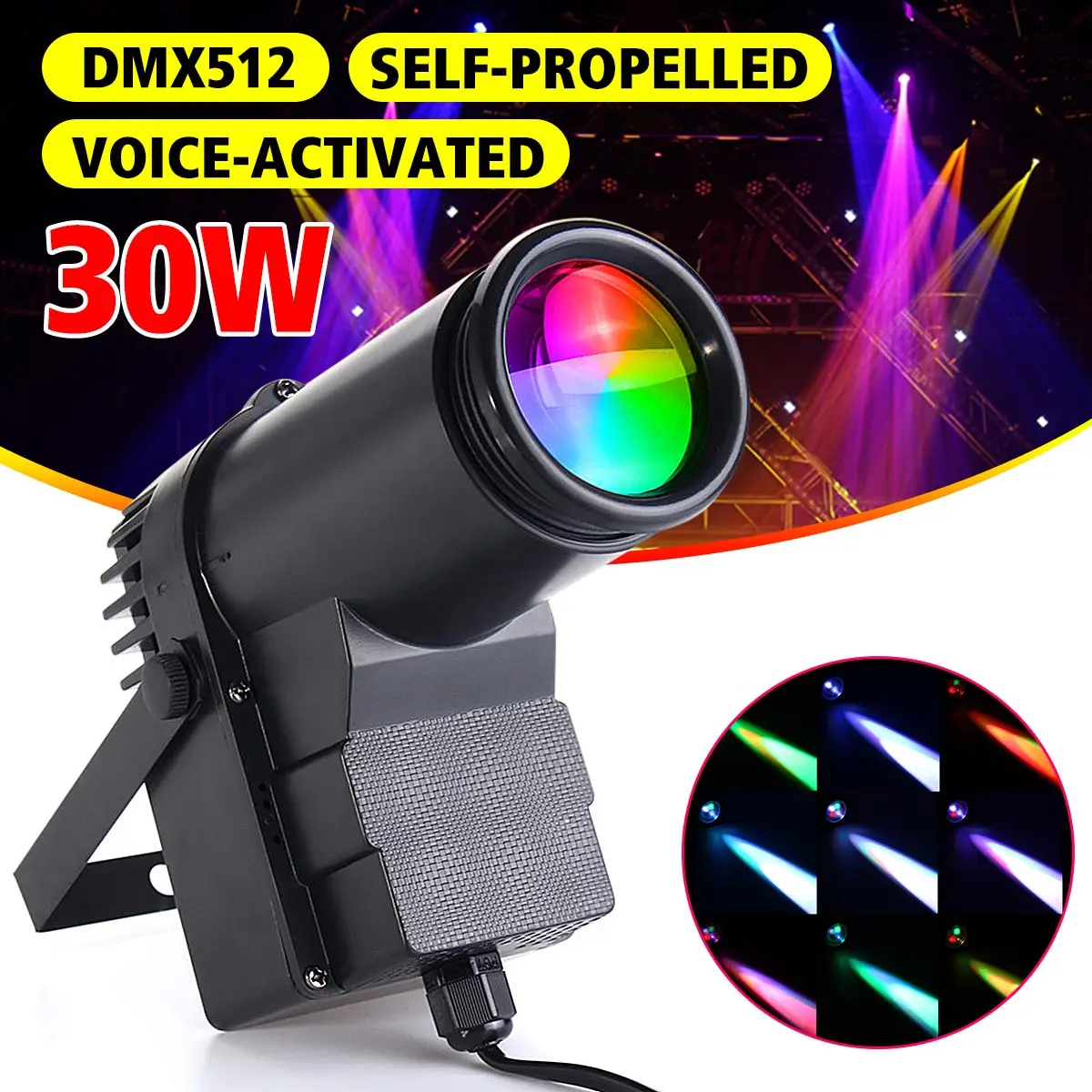 

30W RGBW LED DMX512 Stage Light Pinspot Beam Spotlight 6CH for DJ DISCO Party KTV AC100-240V Stage Lighting Effect