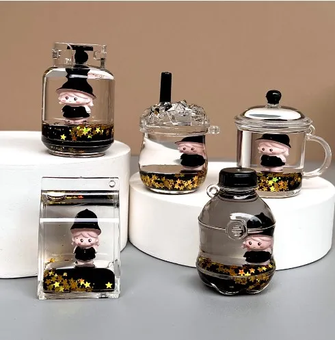 Черный золотой зыбучий песок дрейфующая бутылка мультфильм милый брелок