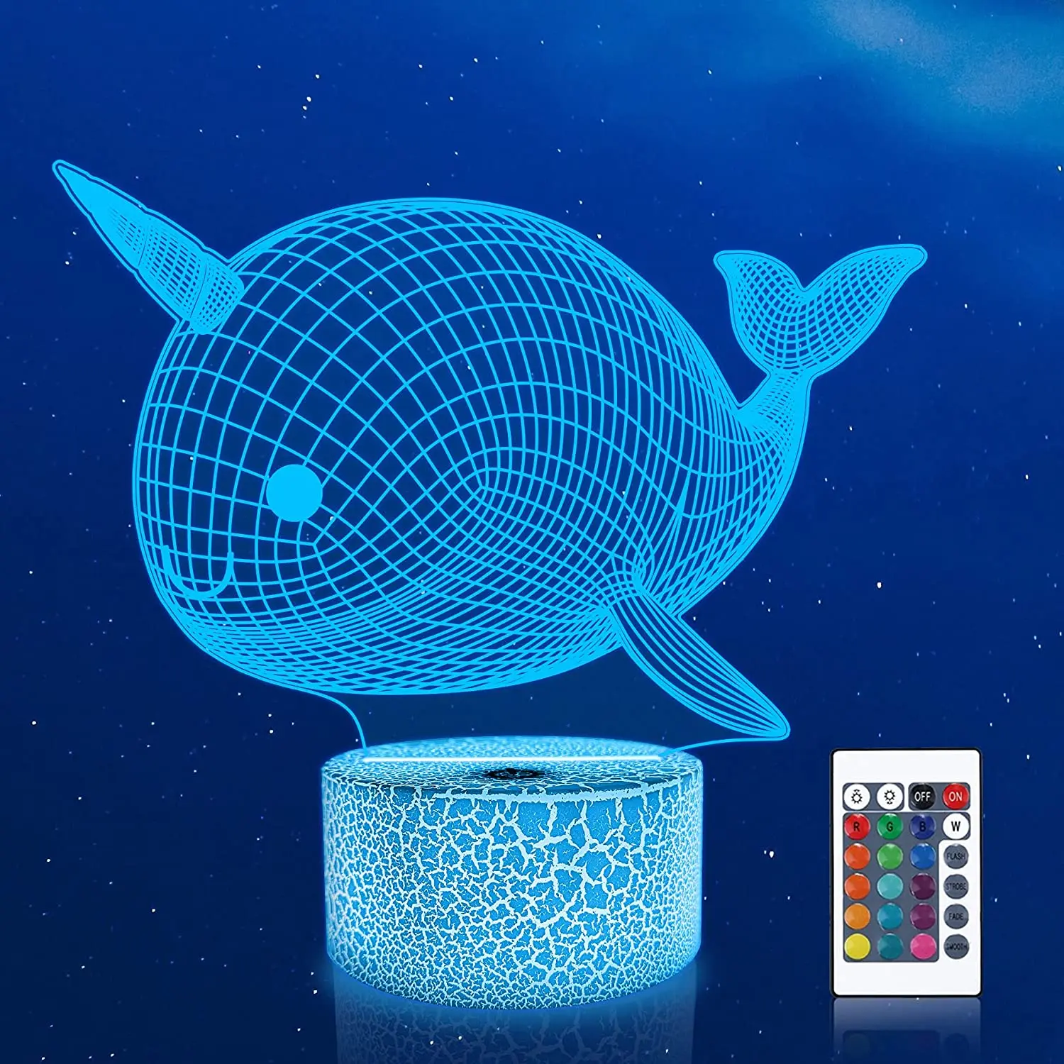 

Narwhal 3D Lamp Night Light Unicorn Whale 3D Illusion lamp for Kids, 16 Colors Changing with Remote, Kids Bedroom Decor as Xmas