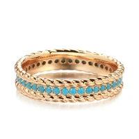 2022 new 585 rose gold full circle ring luxury stackable turquoise finger ring for women fine daily vintage jewelry